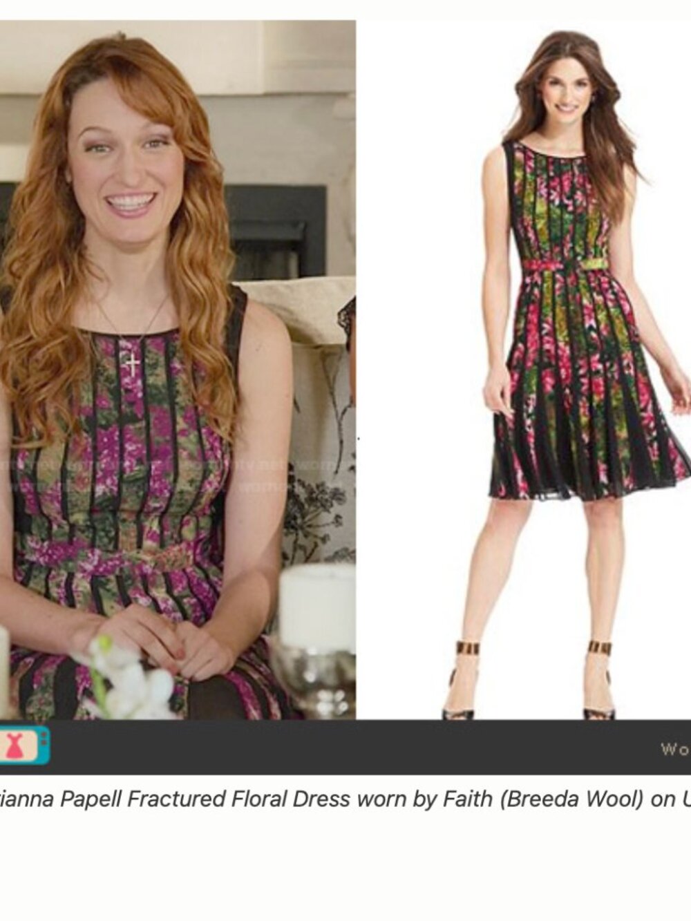 Adrianna Papell Black Pibk Pleated Fractured Floral-Print Midi Dress Size 12 - Picture 7 of 9